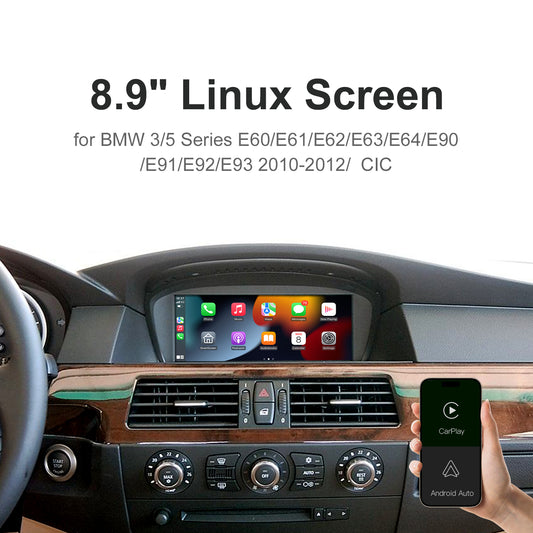8.9 inch Wireless CarPlay Android Auto Linux Multimedia Screen Compatible With BMW 3/5 Series E60~E93 (2004-2012)