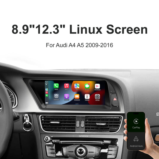Wireless CarPlay Android Auto Linux Multimedia Screen Compatible With Audi A4 A5 Left Rudder (2009-2016)