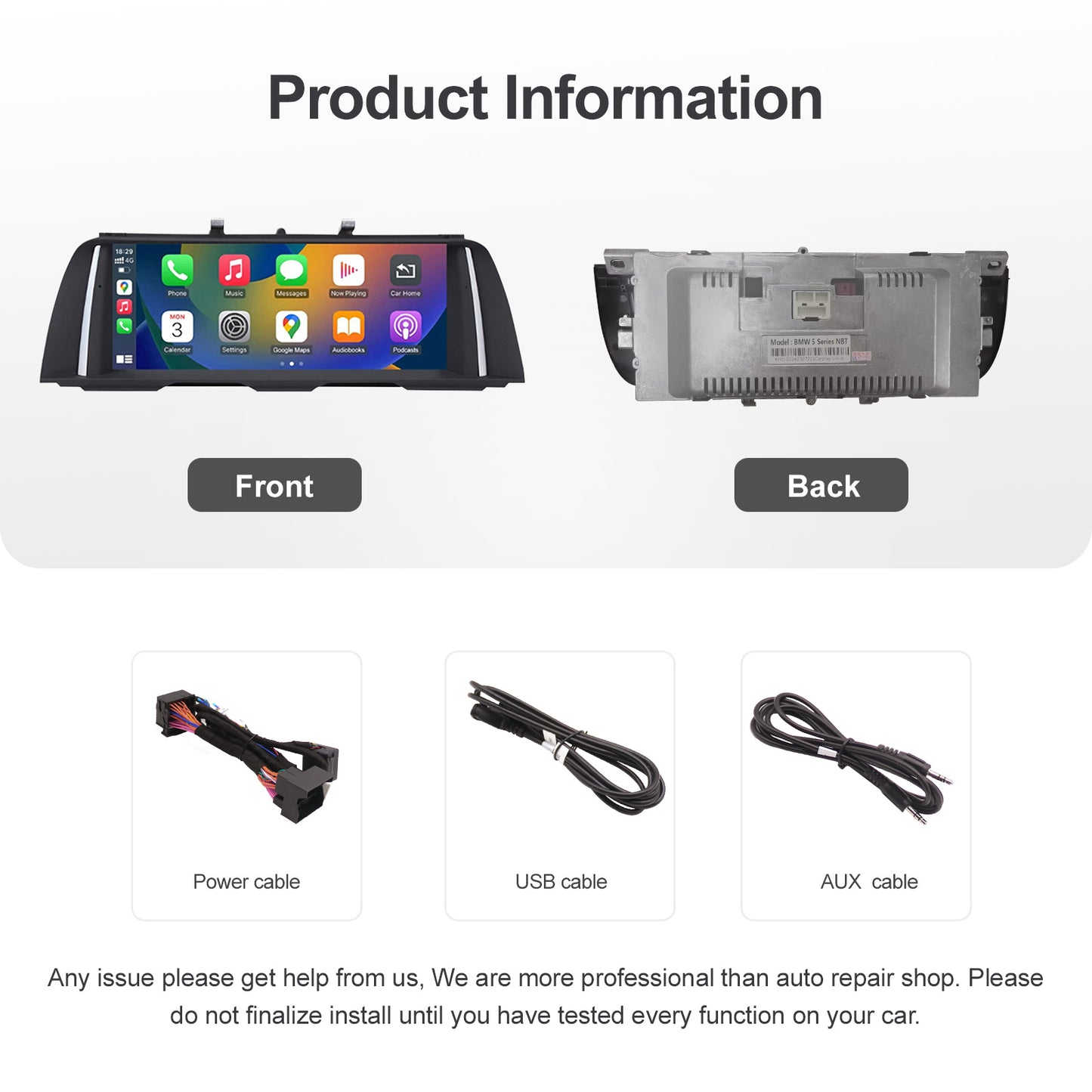 10,25 Zoll kabelloser CarPlay Android Auto Linux Multimedia-Bildschirm, kompatibel mit BMW 5er F10 F11 (2012–2016)