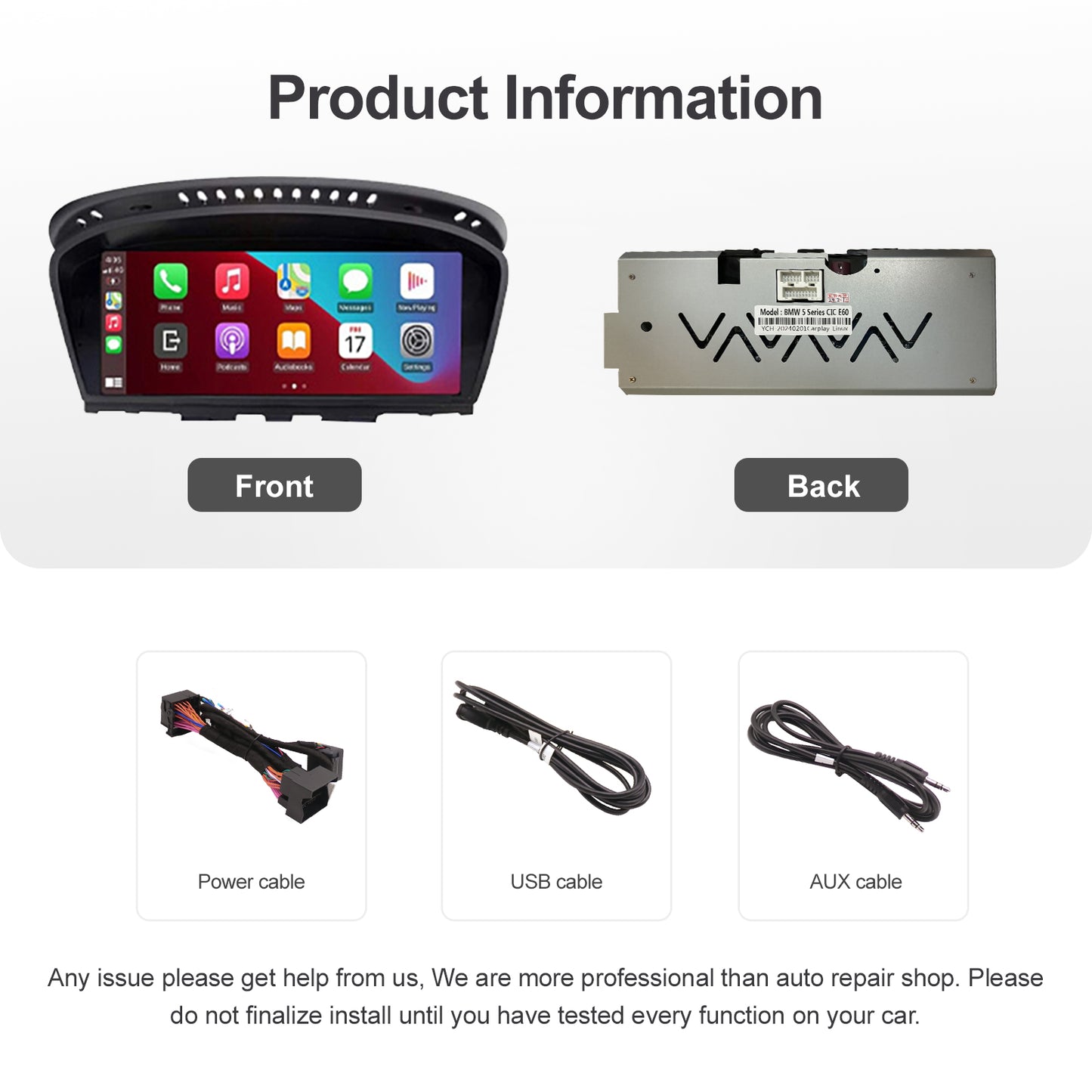 8.9 inch Wireless CarPlay Android Auto Linux Multimedia Screen Compatible With BMW 3/5 Series E60~E93 (2004-2012)