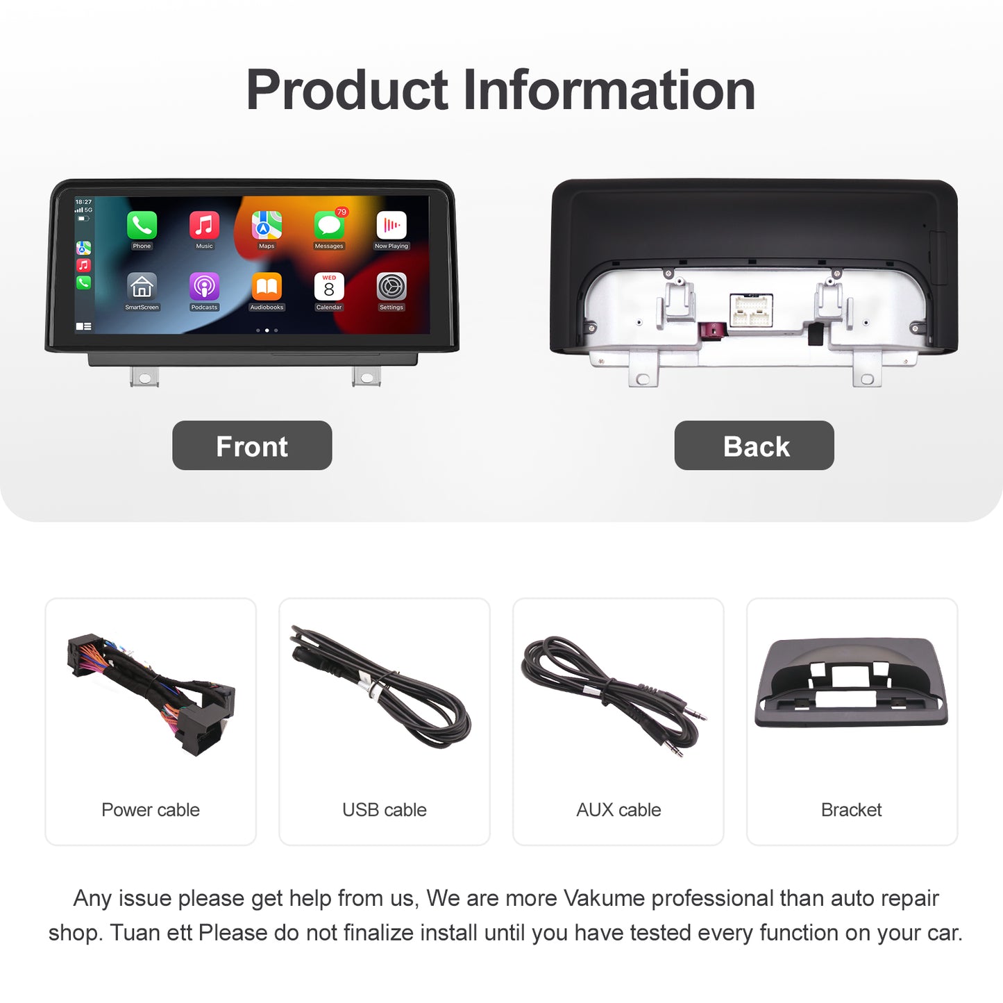 10,25 Zoll kabelloser CarPlay Android Auto Linux Mutilmedia-Bildschirm, kompatibel mit 1er-Serie E82 E87 E88 (2004–2012).
