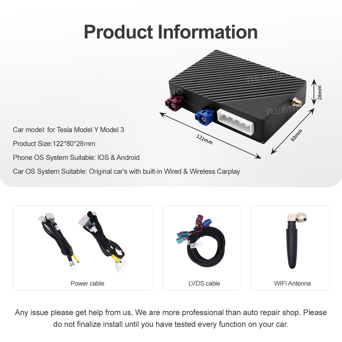 Wireless CarPlay Android Auto Retrofit Compatible With Tesla Model Y Model 3