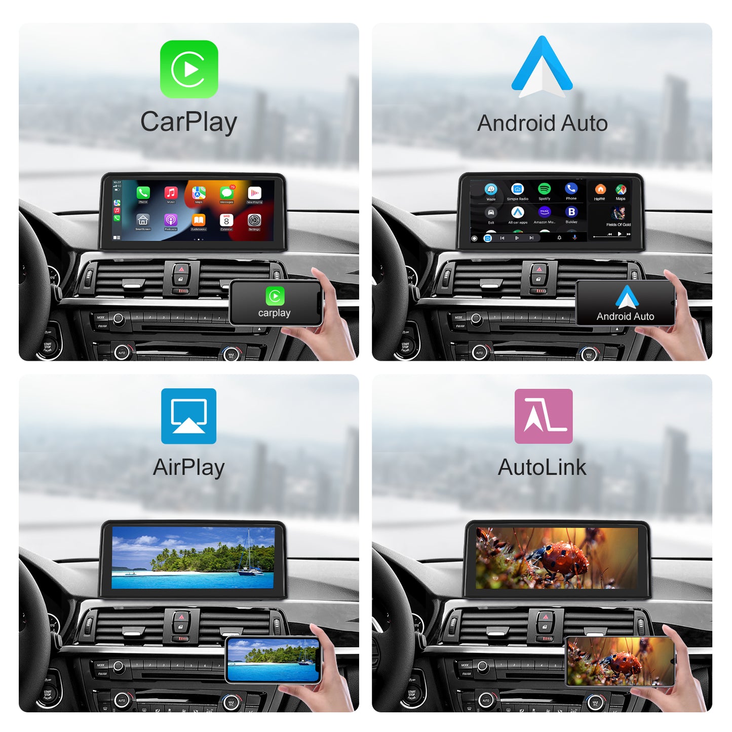 10,25 Zoll kabelloser CarPlay Android Auto Linux Multimedia-Bildschirm, kompatibel mit BMW 3er/4er F30~F33 (2012-2016)