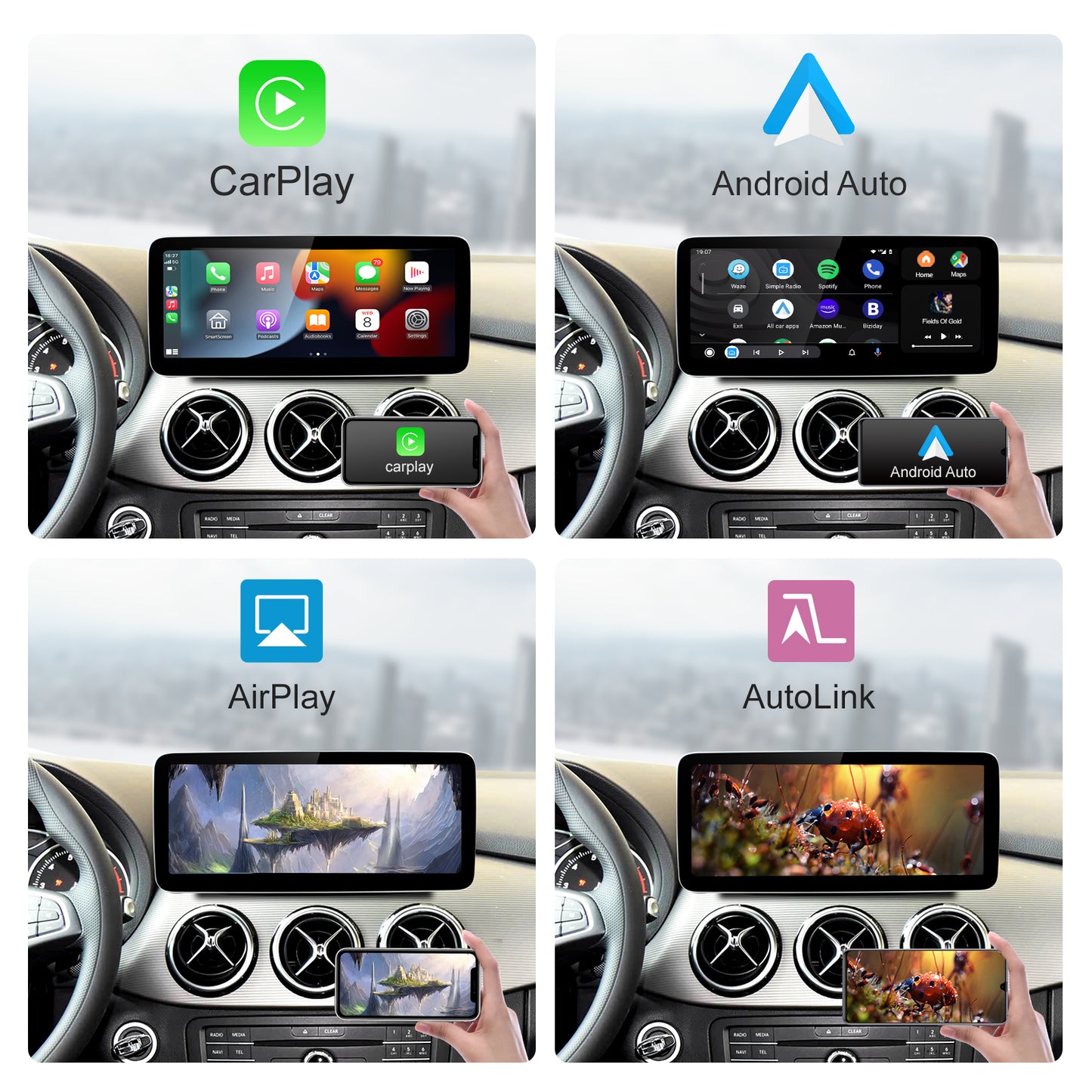 Kabelloser CarPlay Android Auto Linux Multimedia-Bildschirm, kompatibel mit Mercedes Benz NTG 5.0 (2015–2019)
