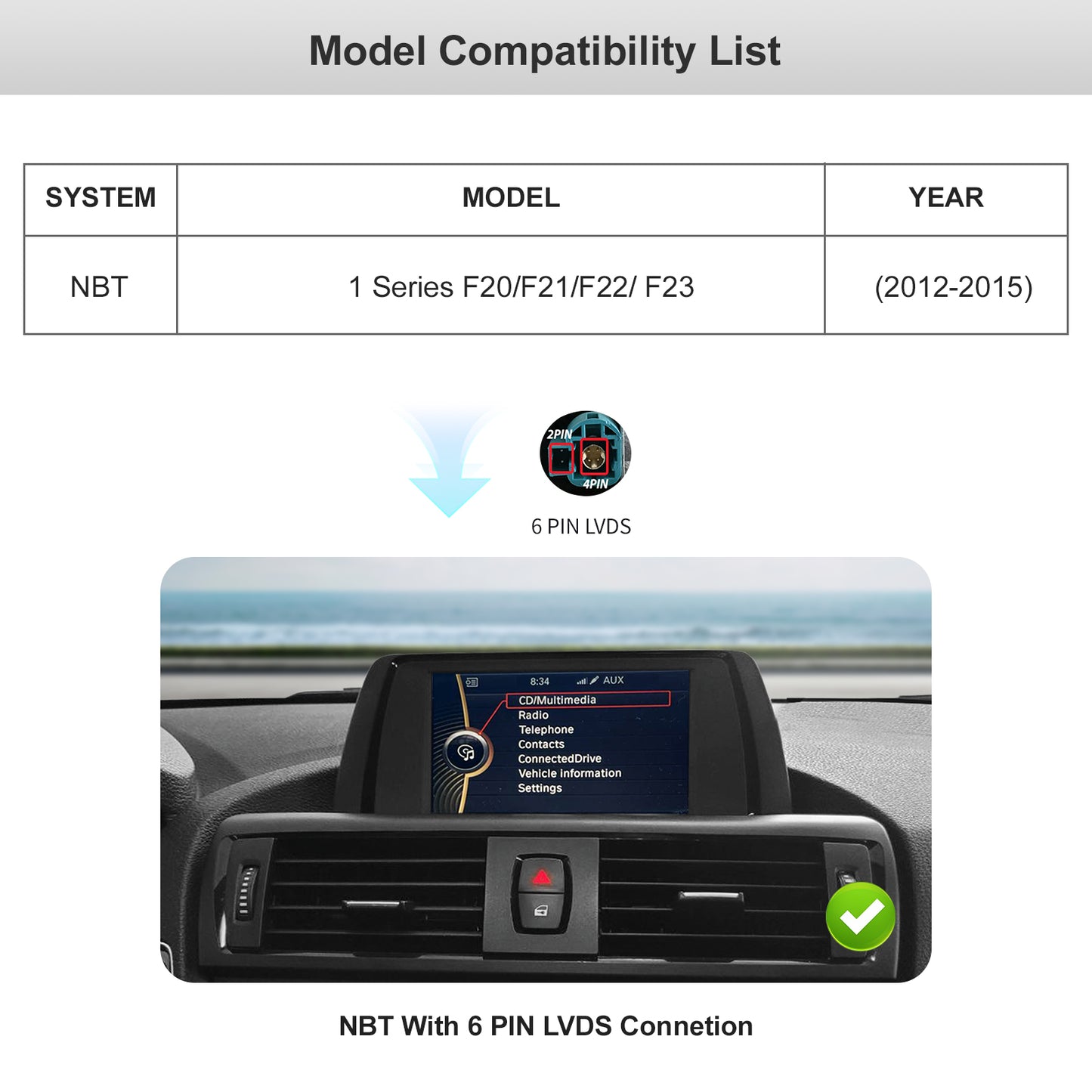 10.25 inch Wireless CarPlay Android Auto Linux Multimedia Screen Compatible With BMW 1 Series F20~F23 (2012-2015)