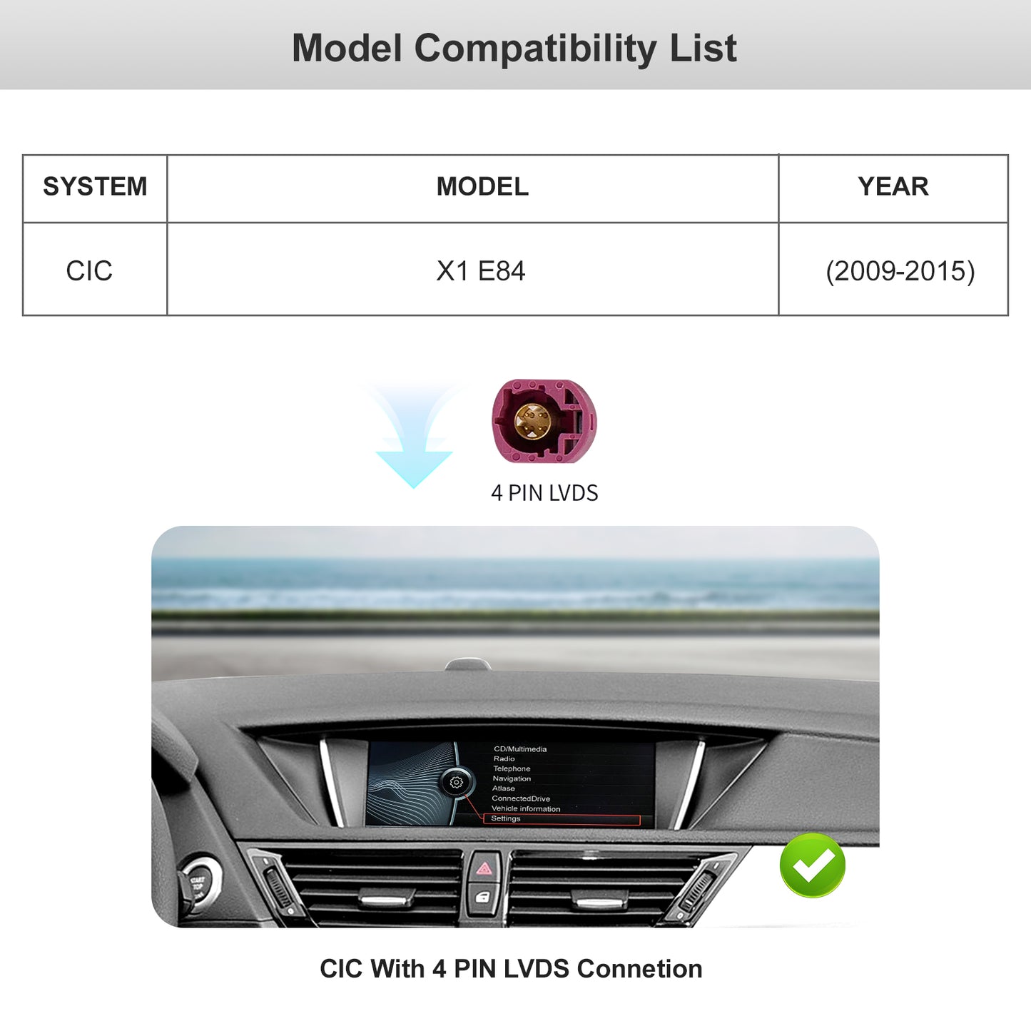 10,25 Zoll Wireless CarPlay Android Auto Linux Multimedia-Bildschirm Kompatibel mit BMW X1 E84 2009-2015
