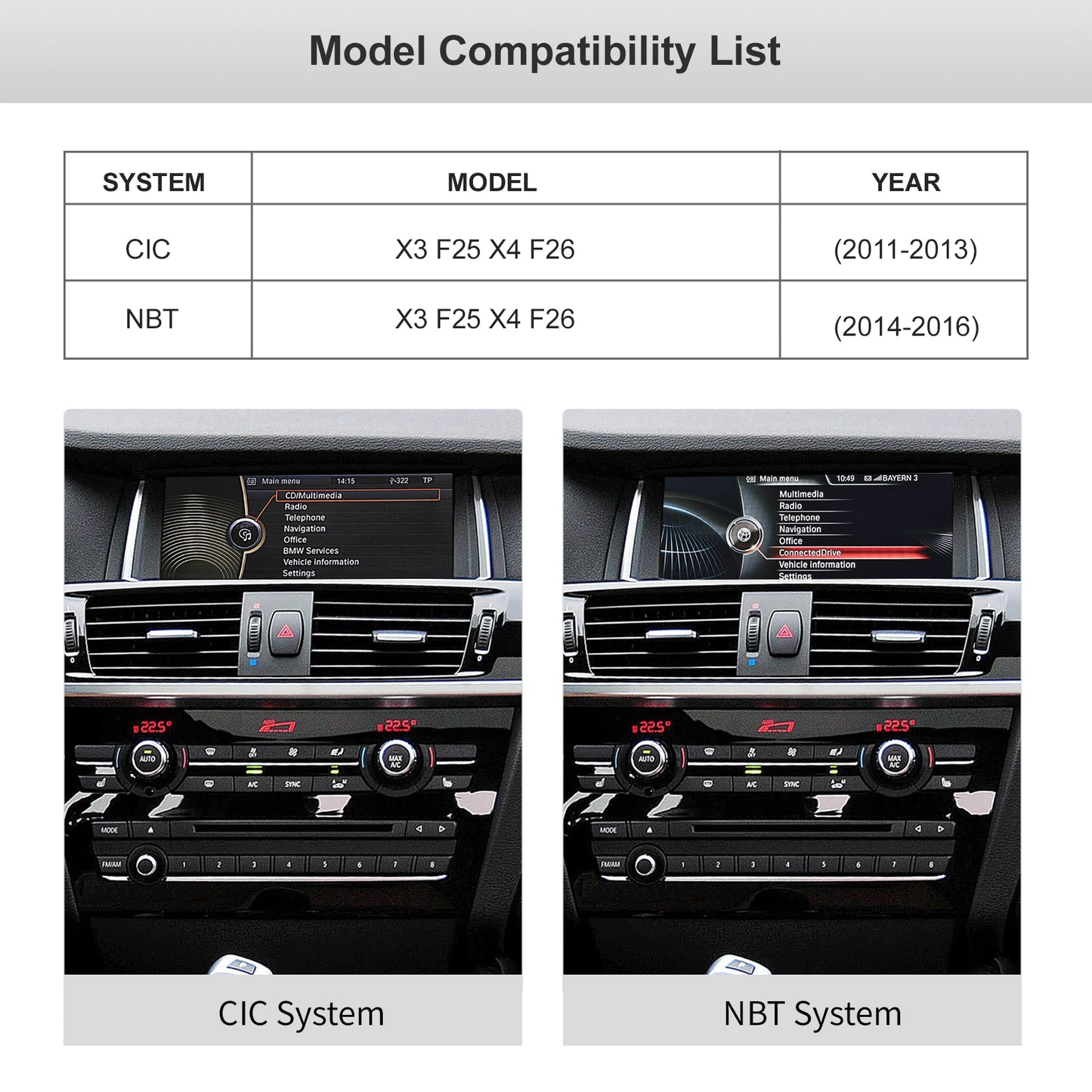 8.9 inch Wireless CarPlay Android Auto Linux Multimedia Screen Compatible With BMW X3/X4 F25/F26