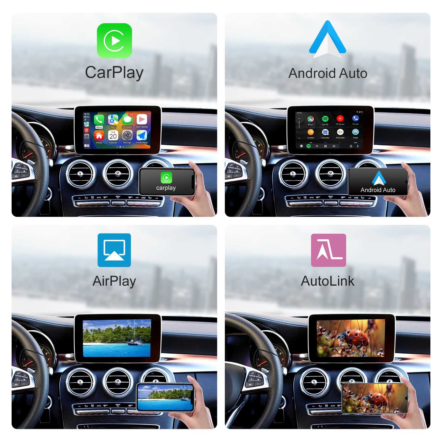 Kabellose CarPlay Android Auto-Nachrüstung, kompatibel mit Mercedes Benz A GLA GLC BC CLA GLK mit NTG 4.5 5.0-System