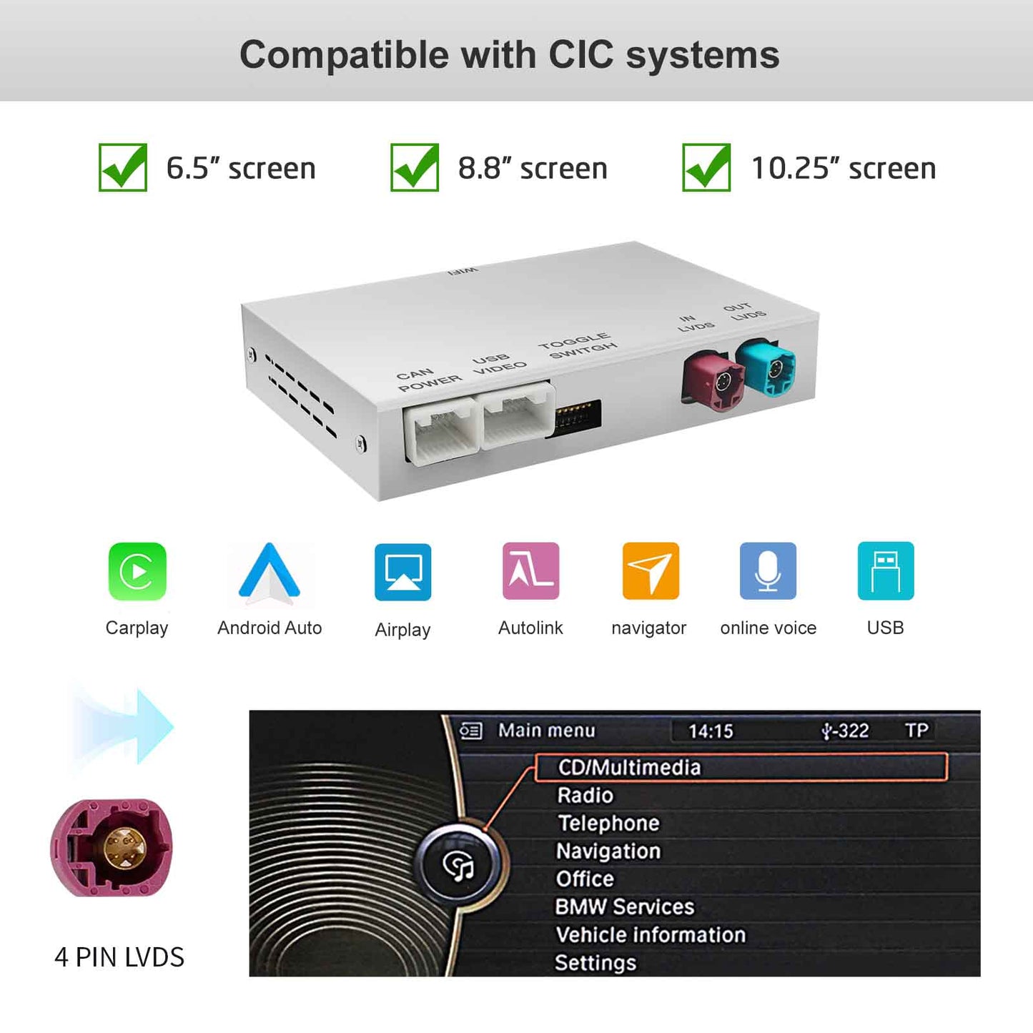 Wireless CarPlay Android Auto Retrofit Compatible With BMW/MINI NBT CIC system