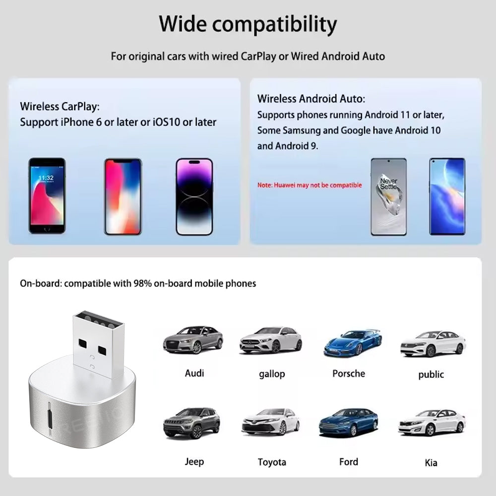 2 in 1 Wired to Wireless CarPlay Android Auto USB Dongle