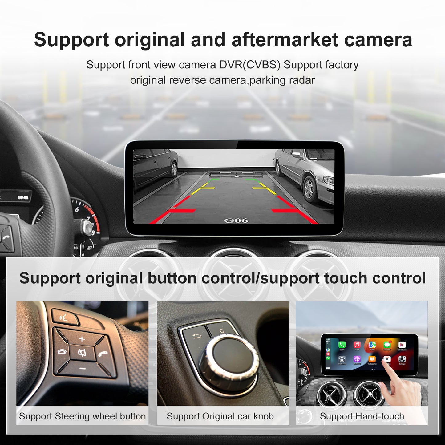 Kabelloser CarPlay Android Auto Linux Multimedia-Bildschirm, kompatibel mit Mercedes Benz NTG 4.5 (2012–2015)