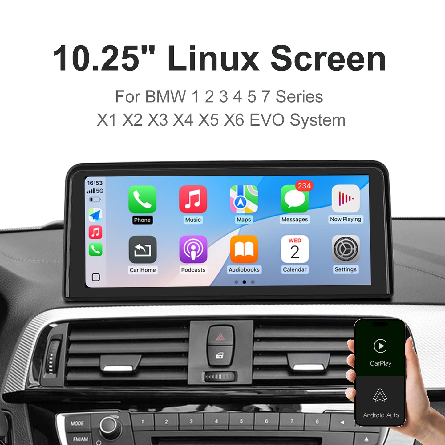 10.25 inch Wireless CarPlay Android Auto Linux Multimedia Screen Compatible With BMW ID5/ID6 EVO system