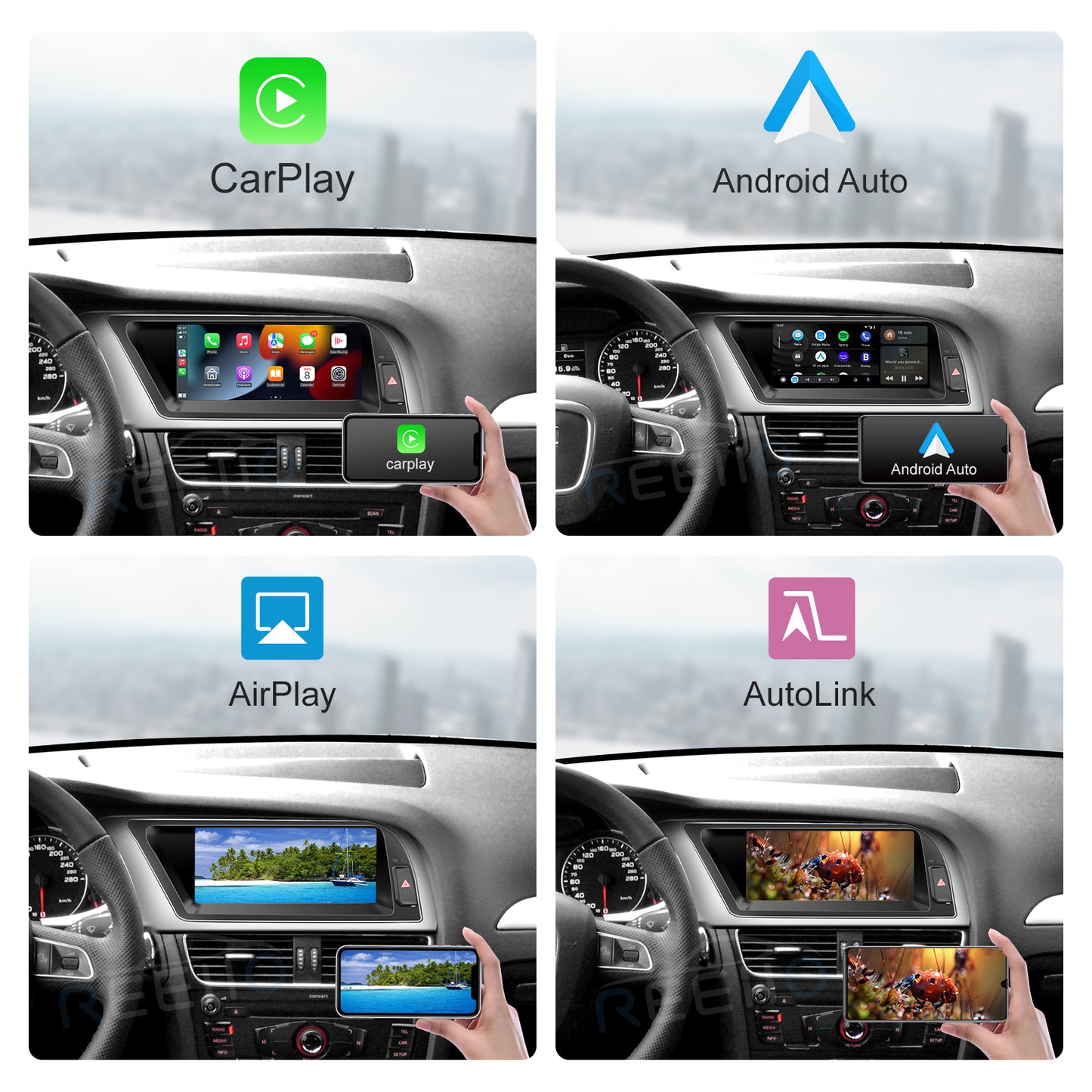 Wireless CarPlay Android Auto Linux Multimedia Screen Compatible With Audi A4 A5 Left Rudder (2009-2016)