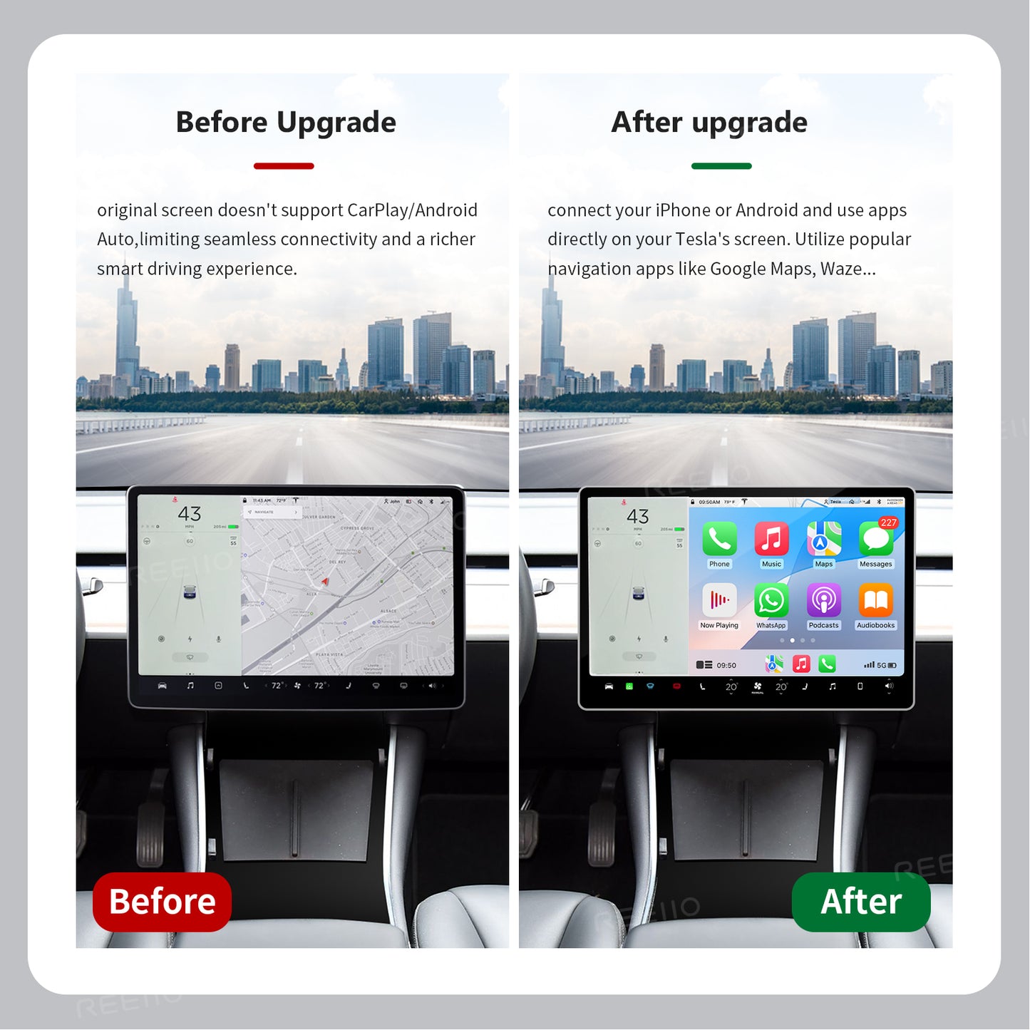 Wireless CarPlay Android Auto Retrofit Compatible With Tesla Model Y Model 3