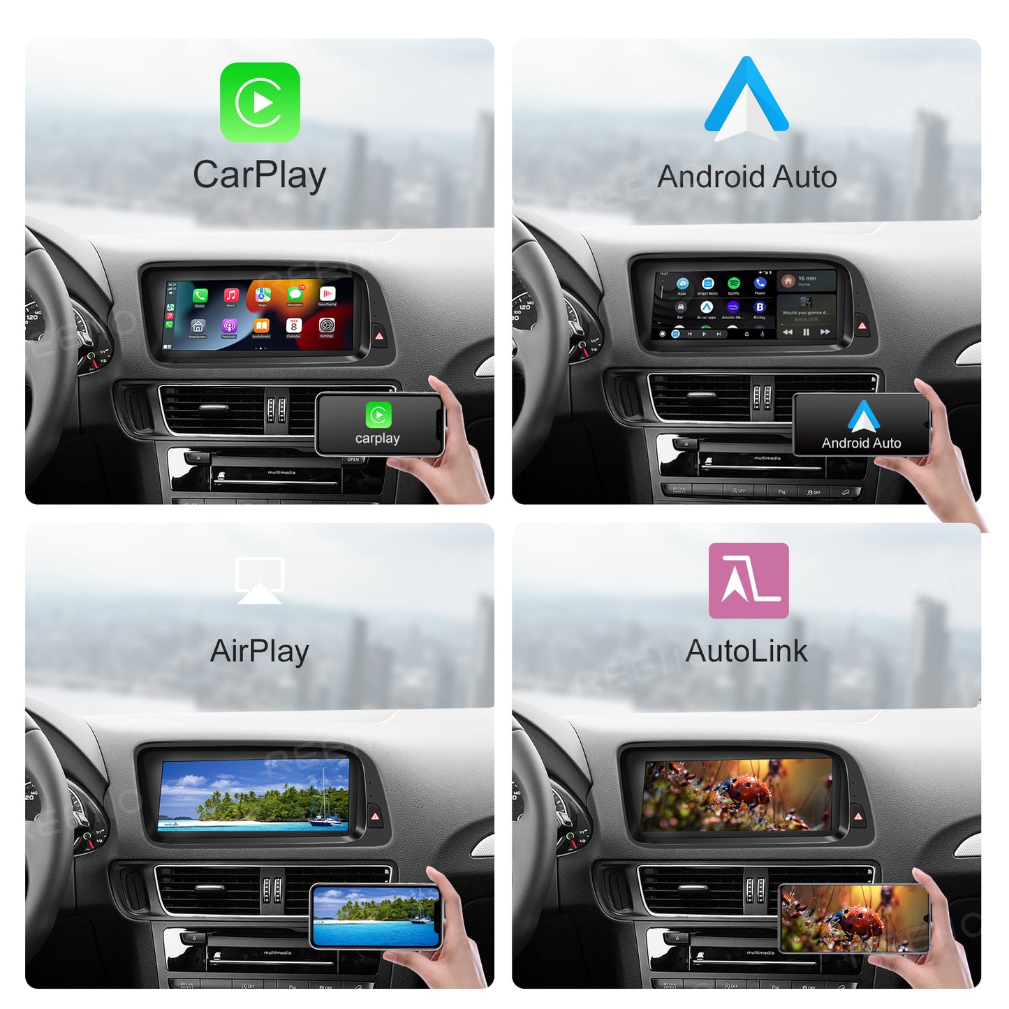 Wireless CarPlay Android Auto Linux Multimedia Screen Compatible With Audi Q5 Left Rudder (2009-2017)