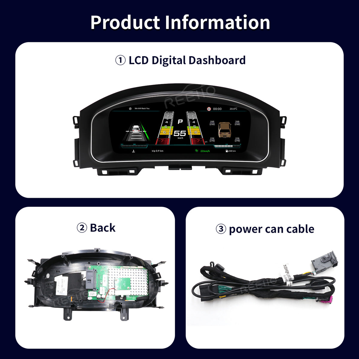 12.3" LCD Cluster Digital Dashboard For Volkswagen Golf