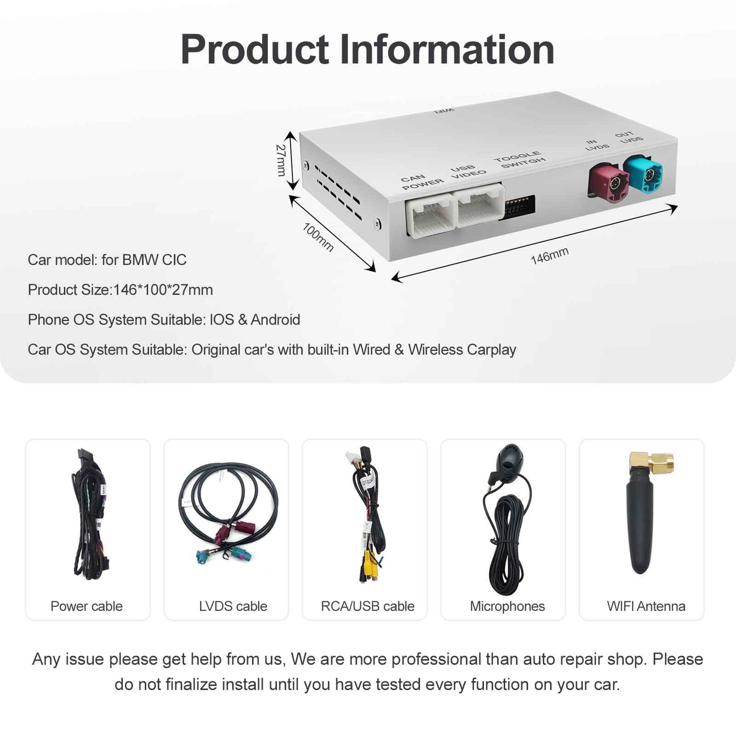 Wireless CarPlay Android Auto Retrofit Compatible With BMW/MINI NBT CIC system