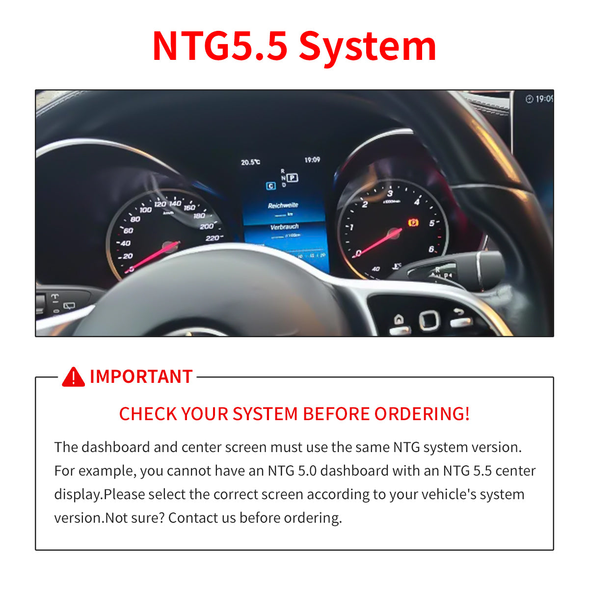 Tableau de bord numérique LCD de 12,3" pour Mercedes Benz GLC Classe C