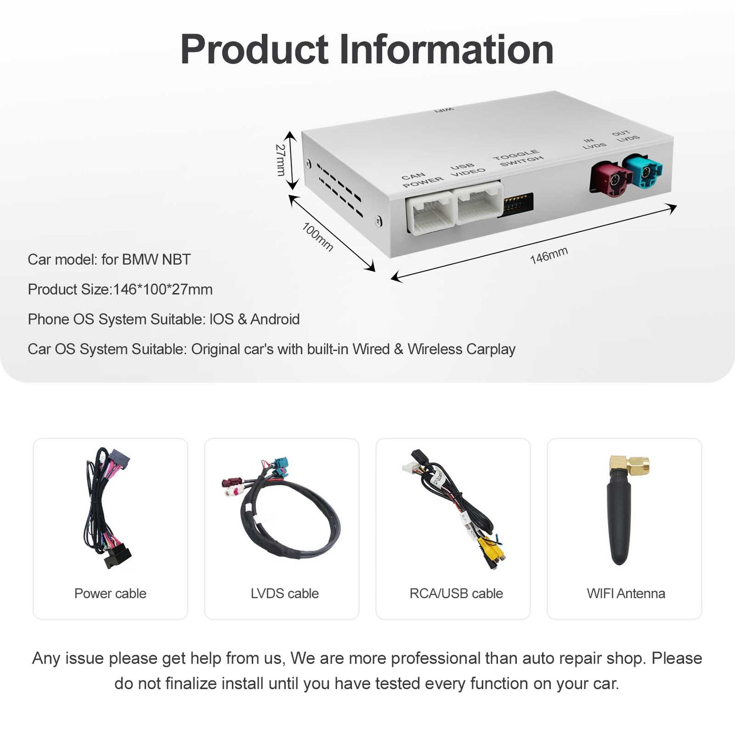Wireless CarPlay Android Auto Retrofit Compatible With BMW/MINI NBT CIC system