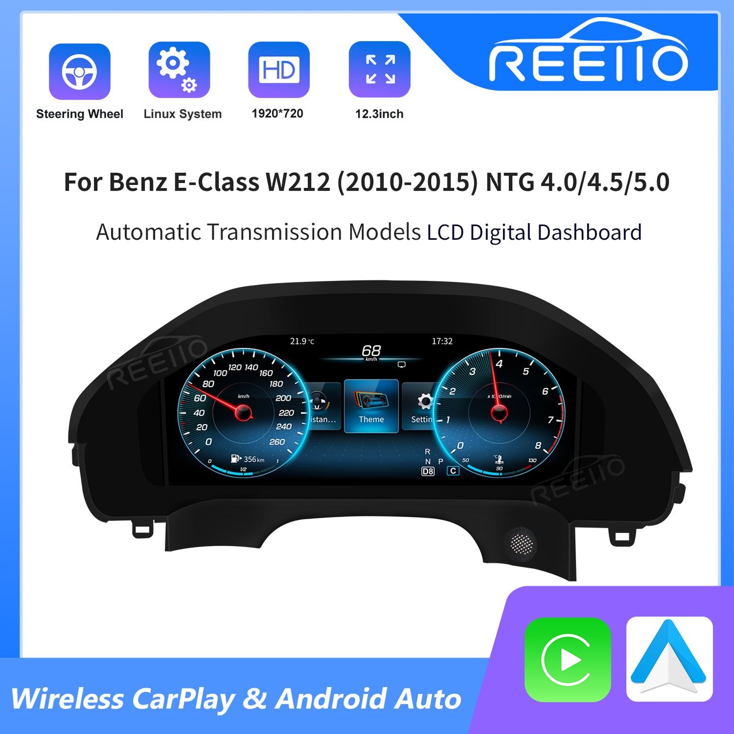 12.3" LCD Cluster Digital Dashboard For Mercedes Benz E-class W212