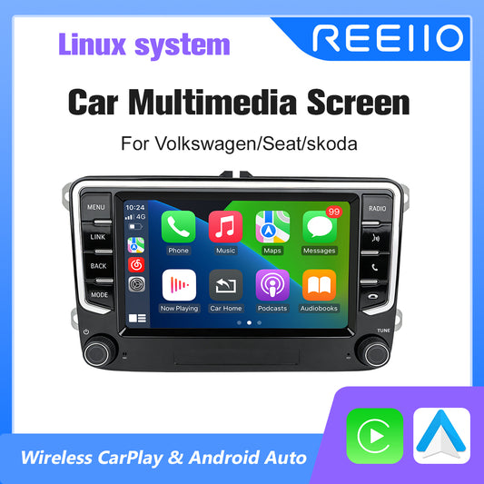 7" Car Stereo Radio Head Unit Multimedia Screen For Volkswagen Wireless CarPlay Android Auto