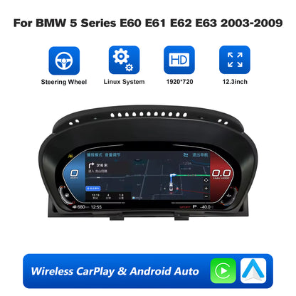 12.3" LCD Cluster Digital Dashboard For BMW 5 Series E60