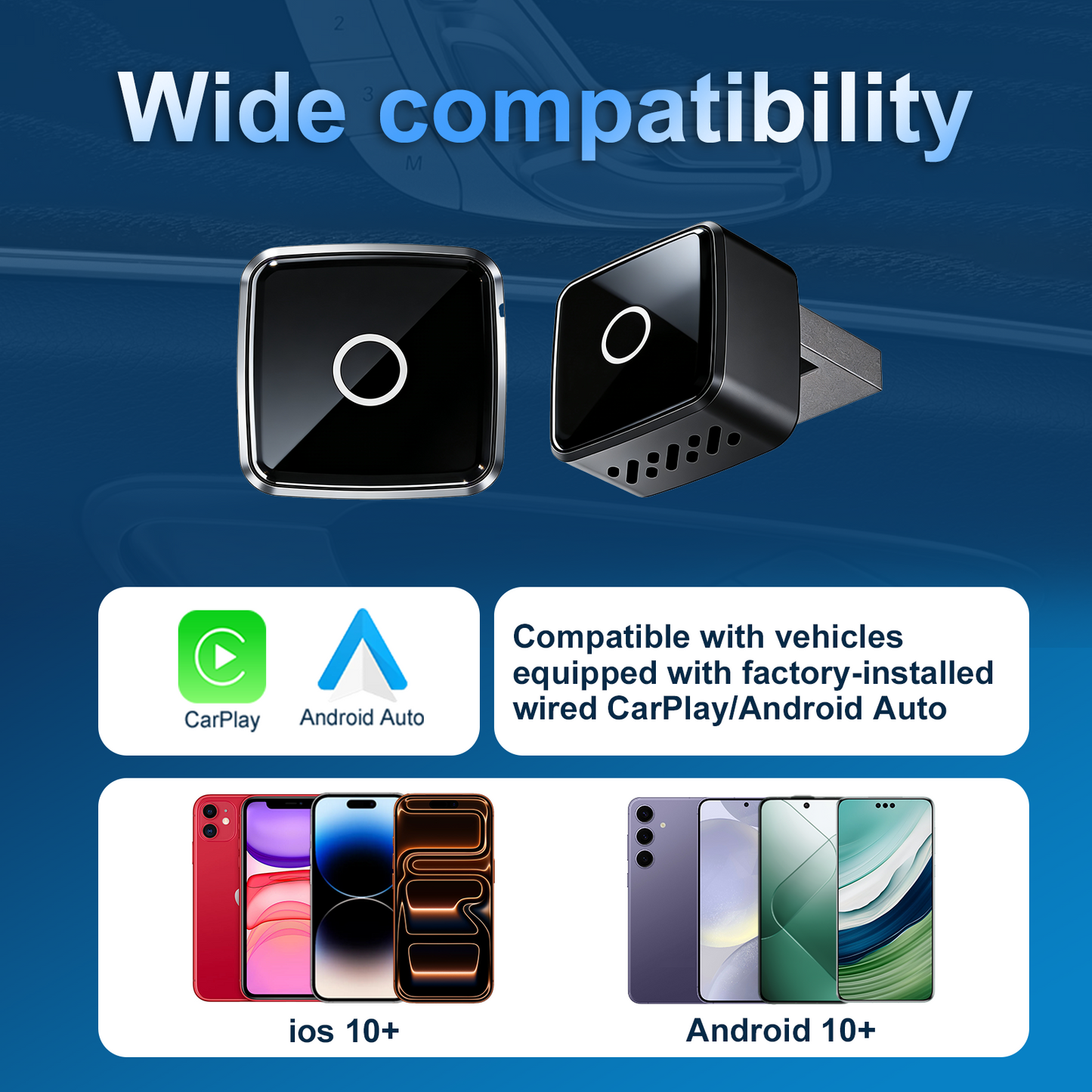 Reeiio 2 in 1 Wired to Wireless CarPlay Android Auto USB Adapter