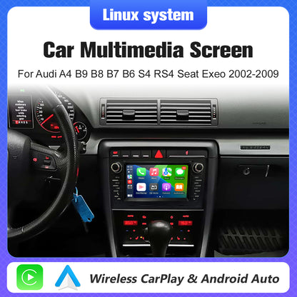 7" Car Stereo Radio Head Unit Multimedia Screen For Audi A4 Wireless CarPlay Android Auto