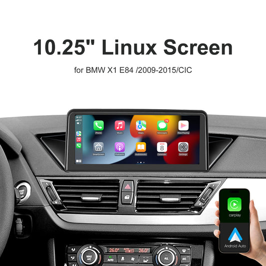 10,25 Zoll Wireless CarPlay Android Auto Linux Multimedia-Bildschirm Kompatibel mit BMW X1 E84 2009-2015