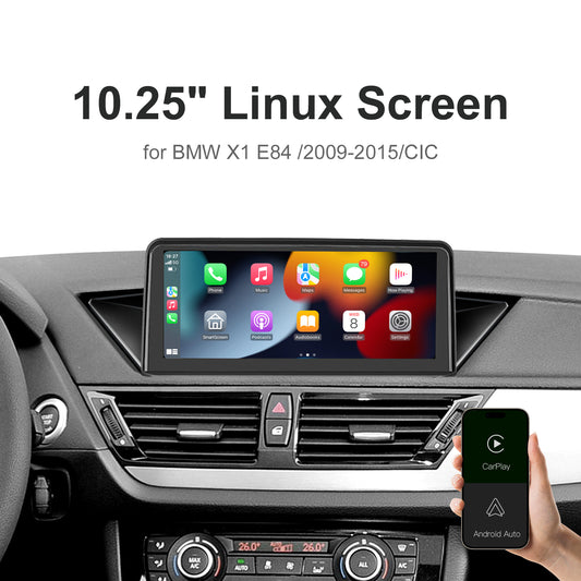 10,25 Zoll Wireless CarPlay Android Auto Linux Multimedia-Bildschirm Kompatibel mit BMW X1 E84 2009-2015