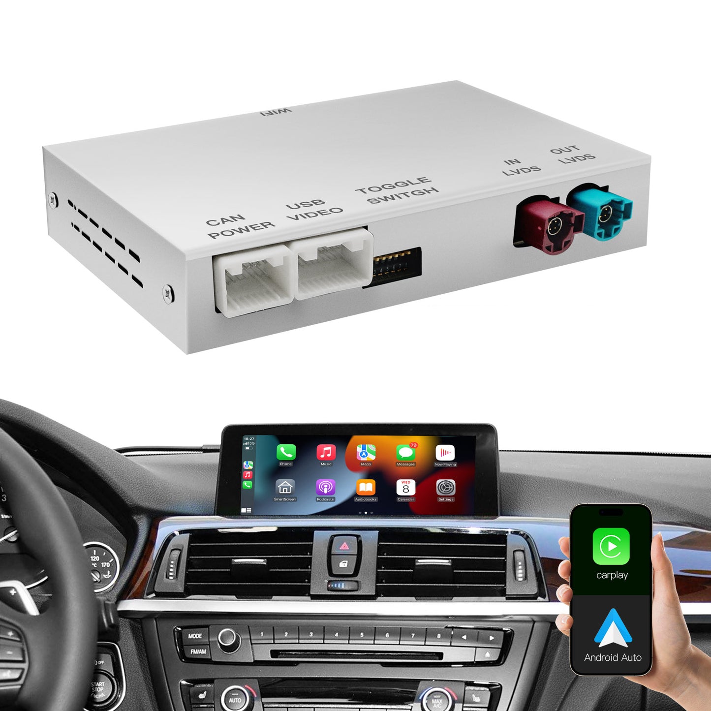 Kabellose CarPlay Android Auto-Nachrüstung, kompatibel mit dem BMW/MINI NBT CIC-System