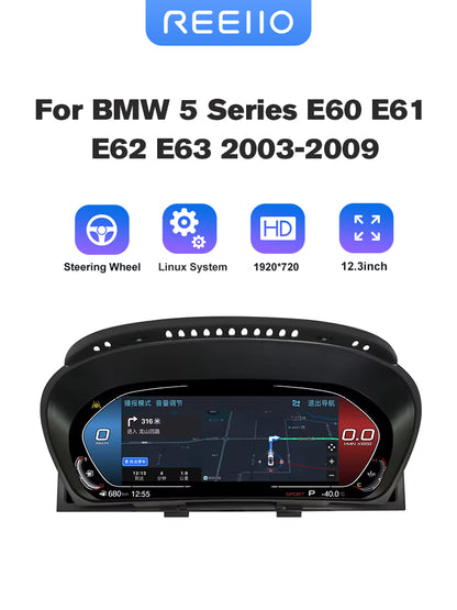 12.3" LCD Cluster Digital Dashboard For BMW 5 Series E60