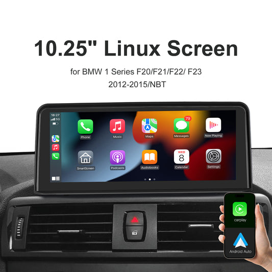 10,25 Zoll kabelloser CarPlay Android Auto Linux Multimedia-Bildschirm, kompatibel mit BMW 1er F20~F23 (2012-2015)
