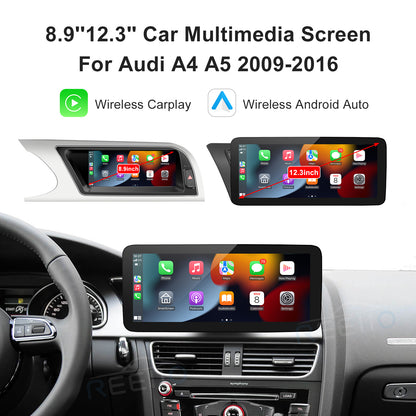 Wireless CarPlay Android Auto Linux Multimedia Screen Compatible With Audi A4 A5 Left Rudder (2009-2016)