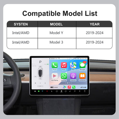 Wireless CarPlay Android Auto Retrofit Compatible With Tesla Model Y Model 3