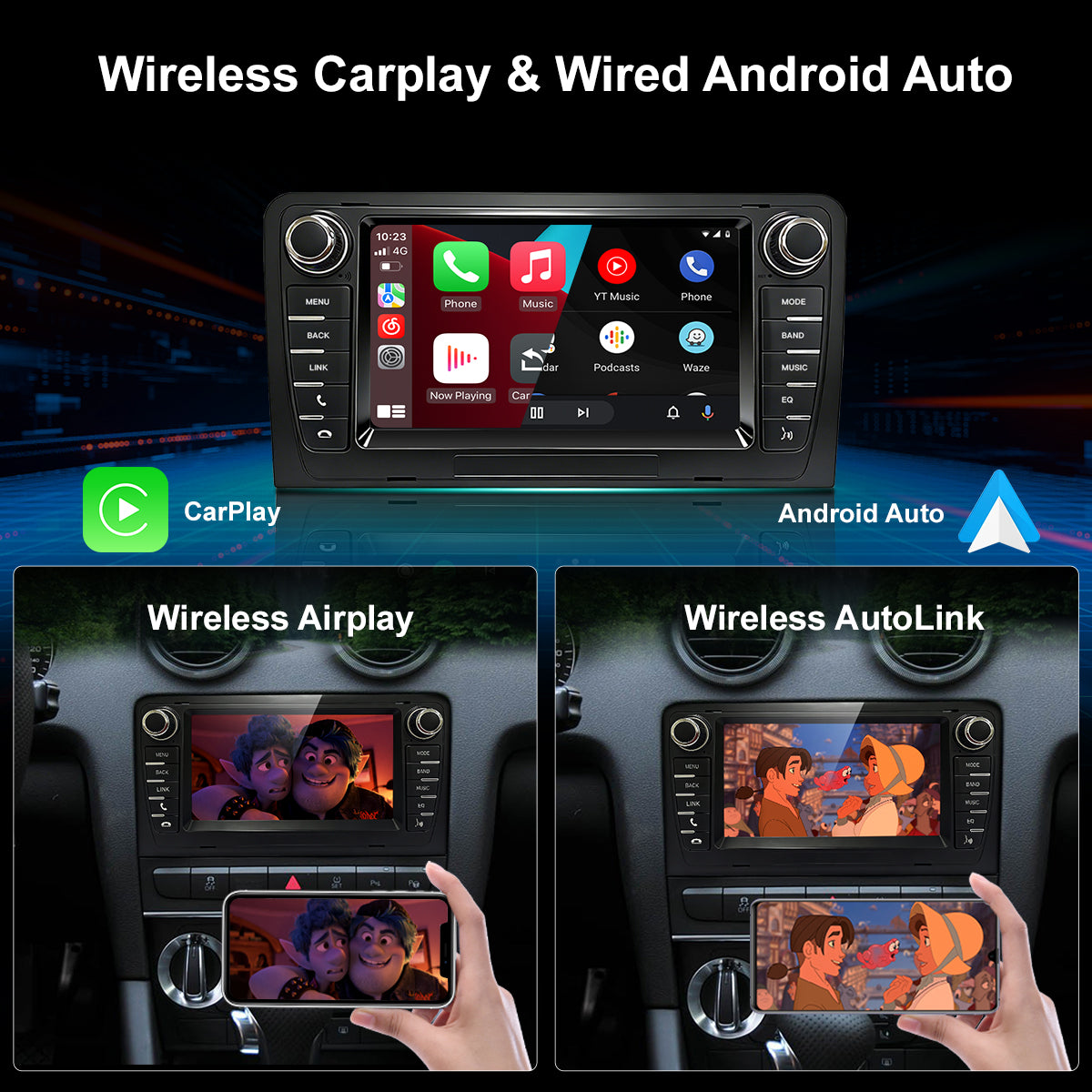 7" Car Stereo Radio Head Unit Multimedia Screen For Audi A3 Wireless CarPlay Android Auto
