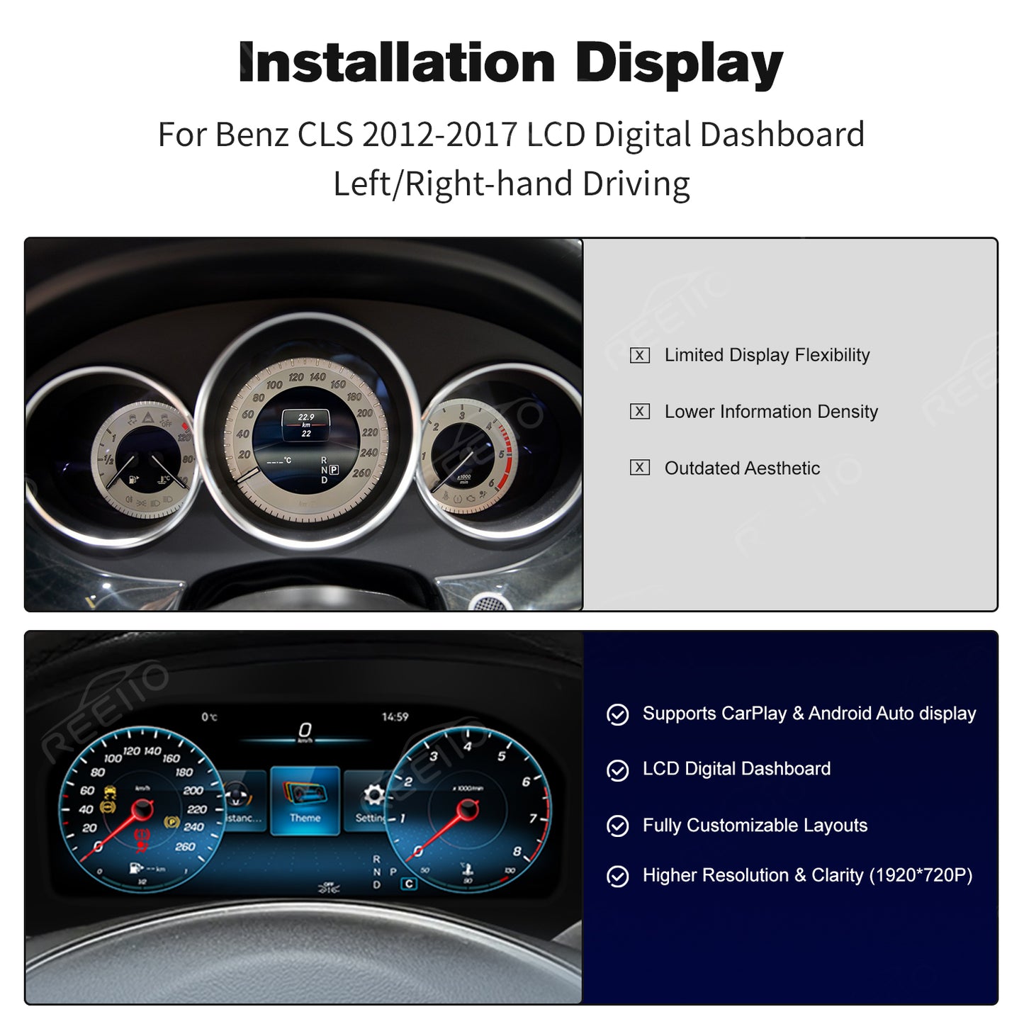 12.3" LCD Cluster Digital Dashboard For Mercedes Benz CLS 2012-2017