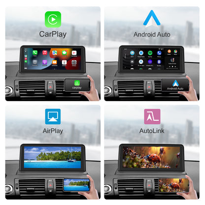 10,25 Zoll kabelloser CarPlay Android Auto Linux Mutilmedia-Bildschirm, kompatibel mit 1er-Serie E82 E87 E88 (2004–2012).