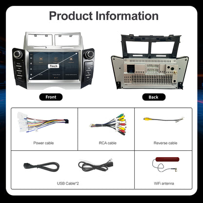 7" Car Stereo Radio Head Unit Multimedia Screen For Toyota Yaris Wireless CarPlay Android Auto
