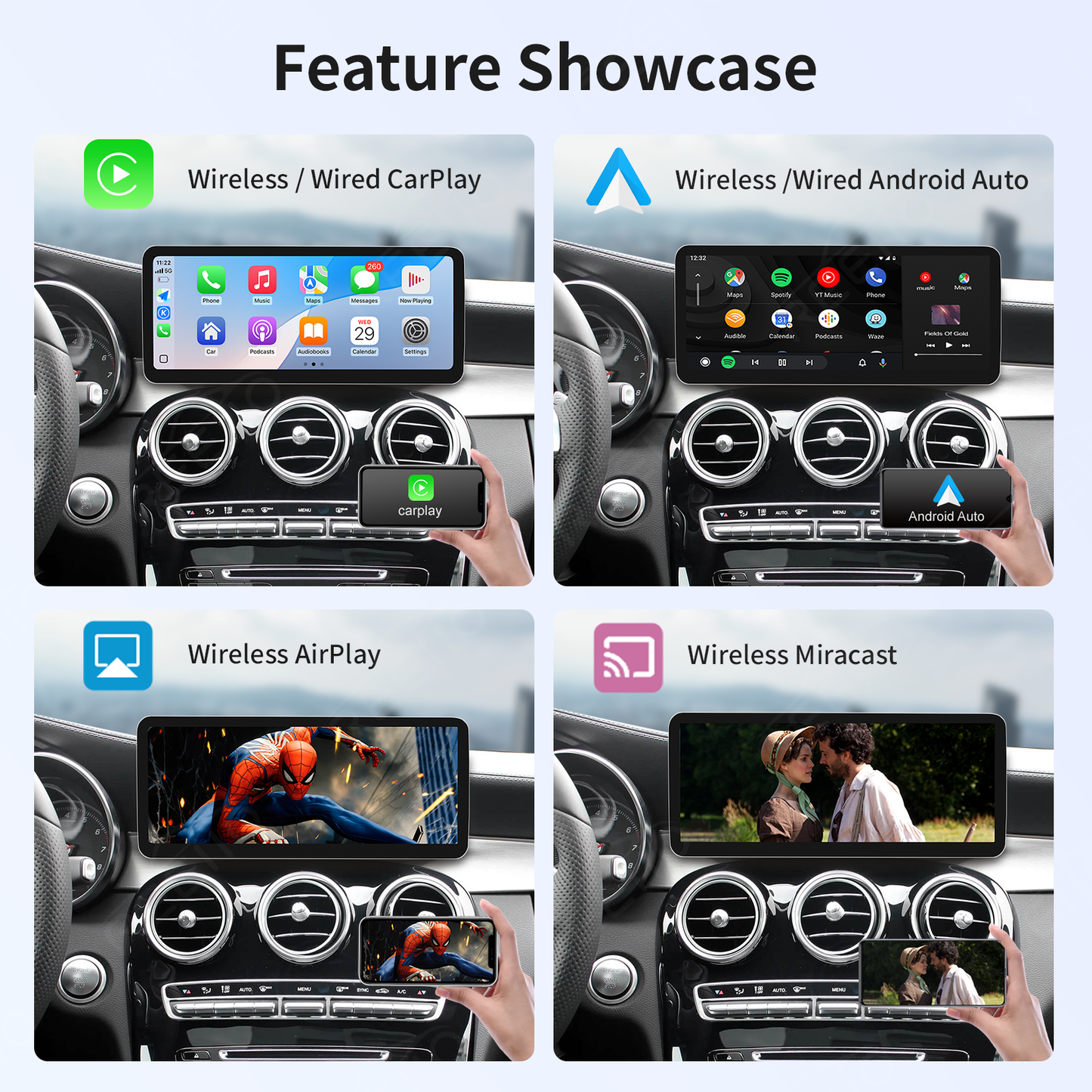 12.3" Ultra-Slim 2400x900 CarPlay Screen for Mercedes C/GLC NTG5.0