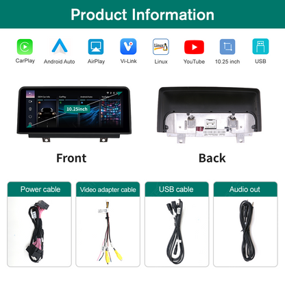10.25" Wireless CarPlay Screen for BMW 3/4Series F30 – Supports YouTube