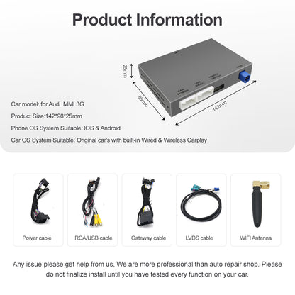 Drahtlose CarPlay Android Auto Nachrüstung Kompatibel mit Audi A3 A6 mit MIB MIB2 system