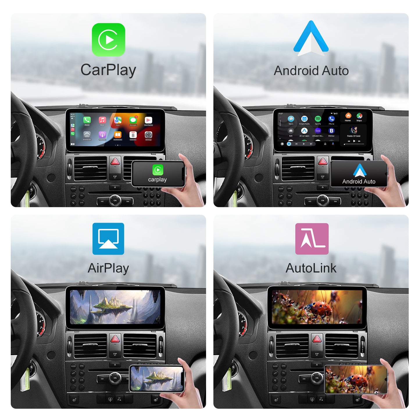 Kabelloser CarPlay Android Auto Linux Multimedia-Bildschirm, kompatibel mit Mercedes Benz NTG4.0 (2008–2012)