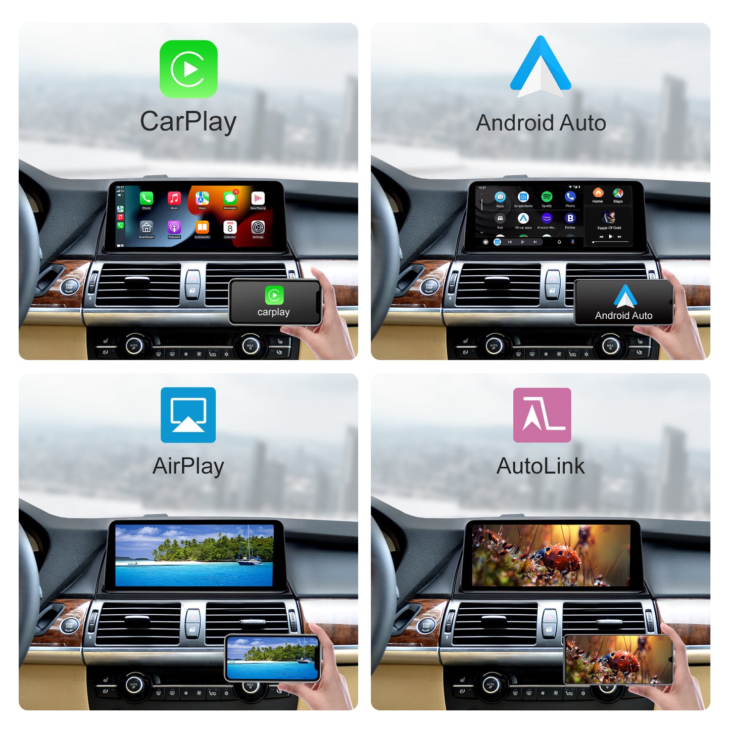 10,25 Zoll kabelloser CarPlay Android Auto Linux Multimedia-Bildschirm, kompatibel mit BMW X5 X6 E70 E71 (2007–2017)