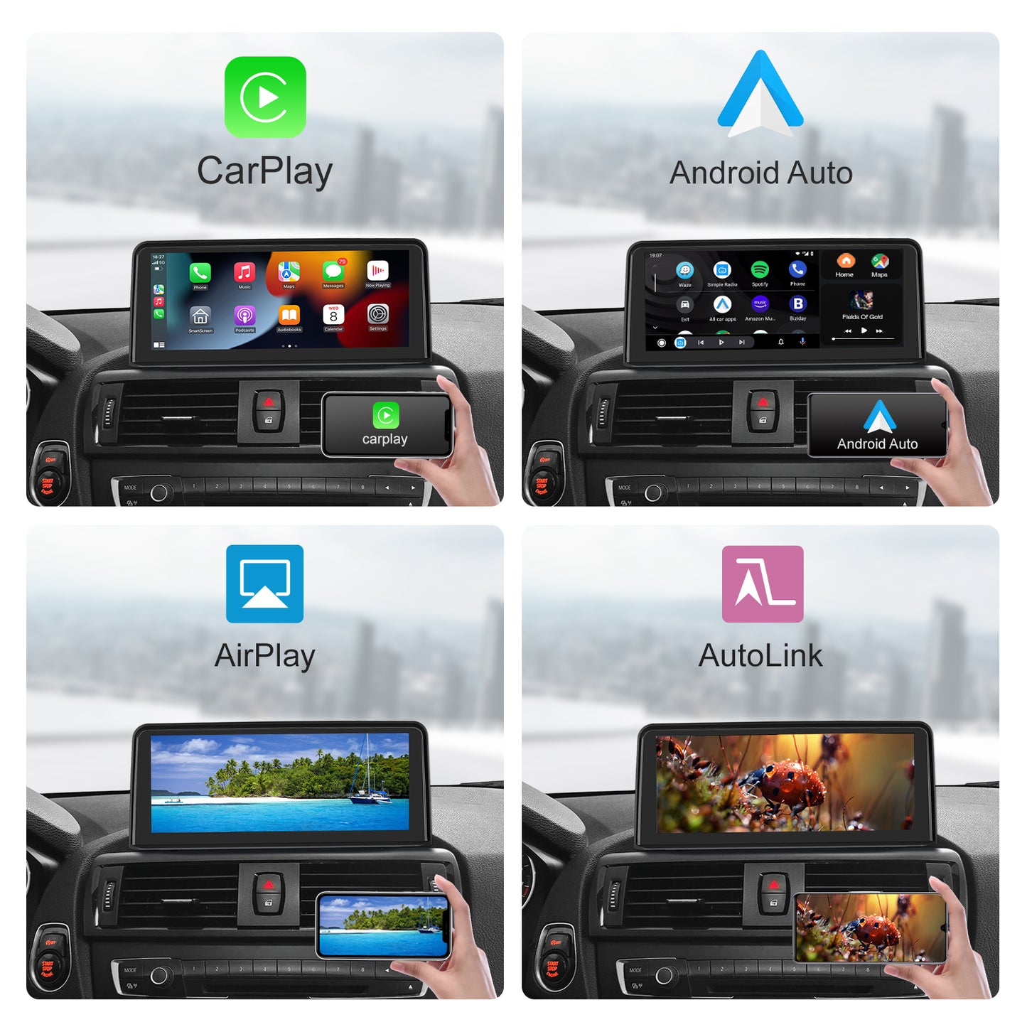 10,25 Zoll kabelloser CarPlay Android Auto Linux Multimedia-Bildschirm, kompatibel mit BMW 1er F20~F23 (2012-2015)