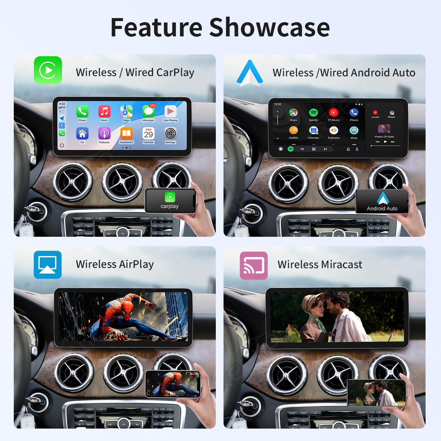 12.3" Ultra-Slim 2400x900 CarPlay Screen for Mercedes NTG4.5/NTG5.0