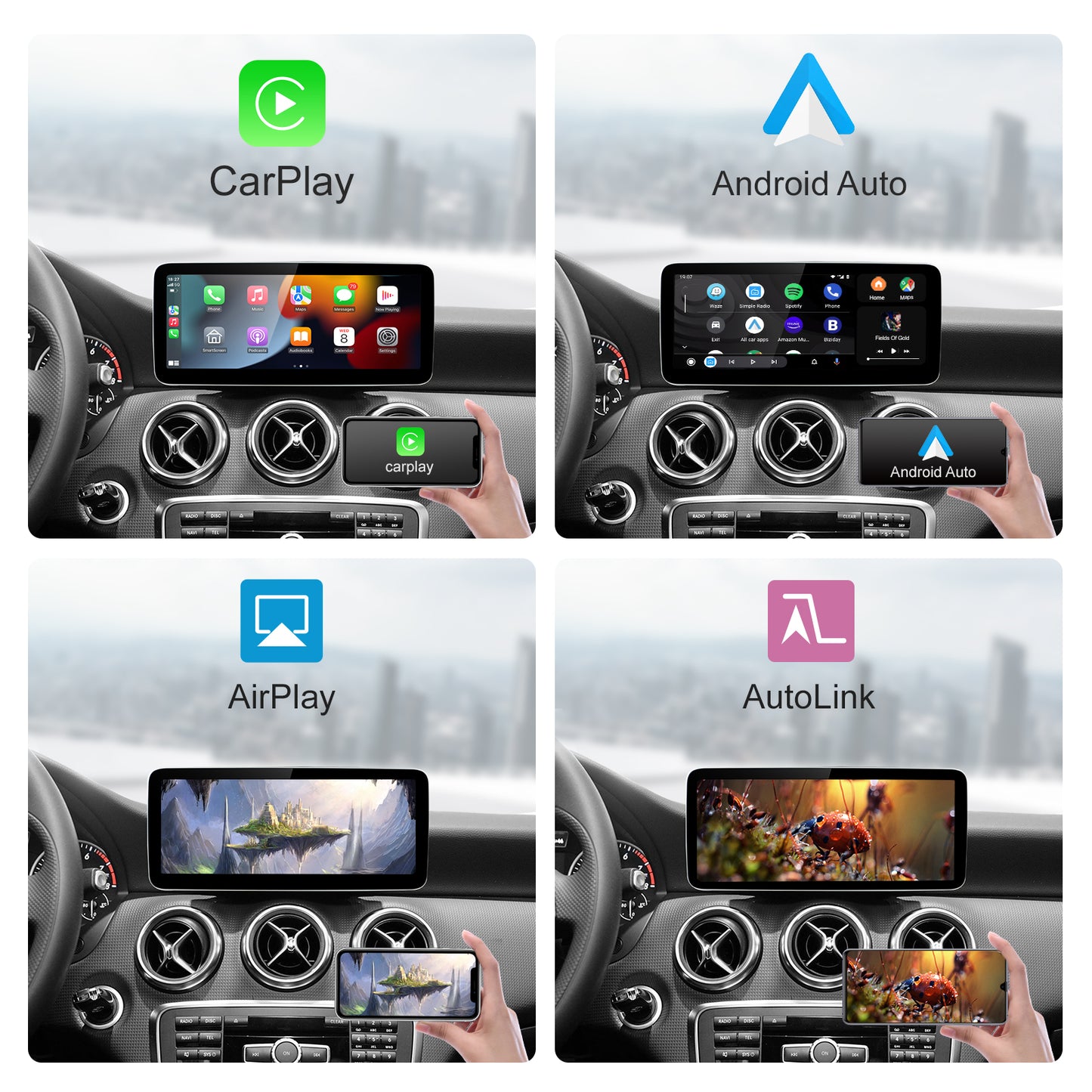 Kabelloser CarPlay Android Auto Linux Multimedia-Bildschirm, kompatibel mit Mercedes Benz NTG 4.5 (2012–2015)