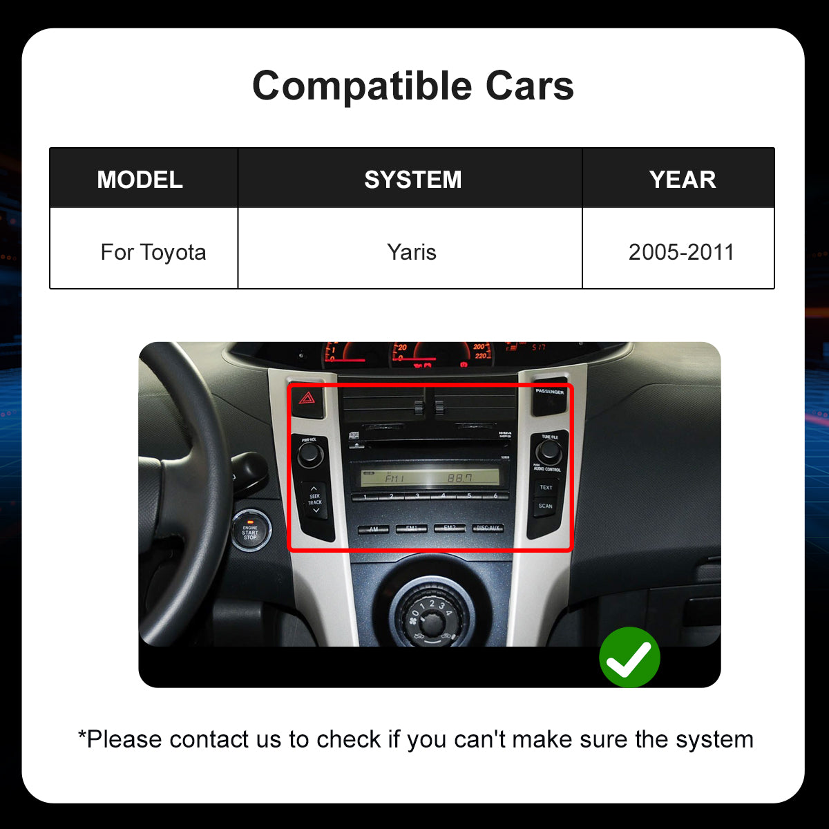 7" Car Stereo Radio Head Unit Multimedia Screen For Toyota Yaris Wireless CarPlay Android Auto