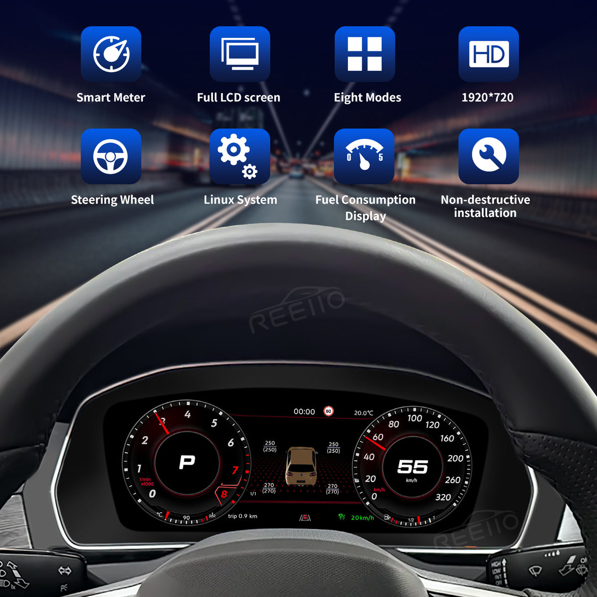 12.3" LCD Cluster Digital Dashboard For Volkswagen Passat Magotan Arteon CC