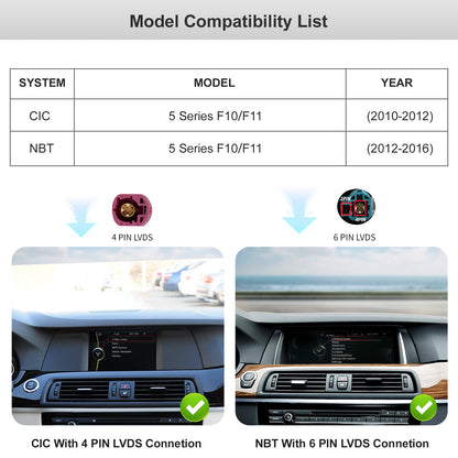 10,25 Zoll kabelloser CarPlay Android Auto Linux Multimedia-Bildschirm, kompatibel mit BMW 5er F10 F11 (2012–2016)